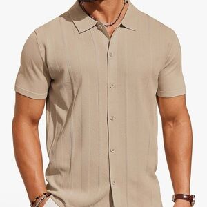 COOFANDY Men's Casual Button Down Shirt - Cream